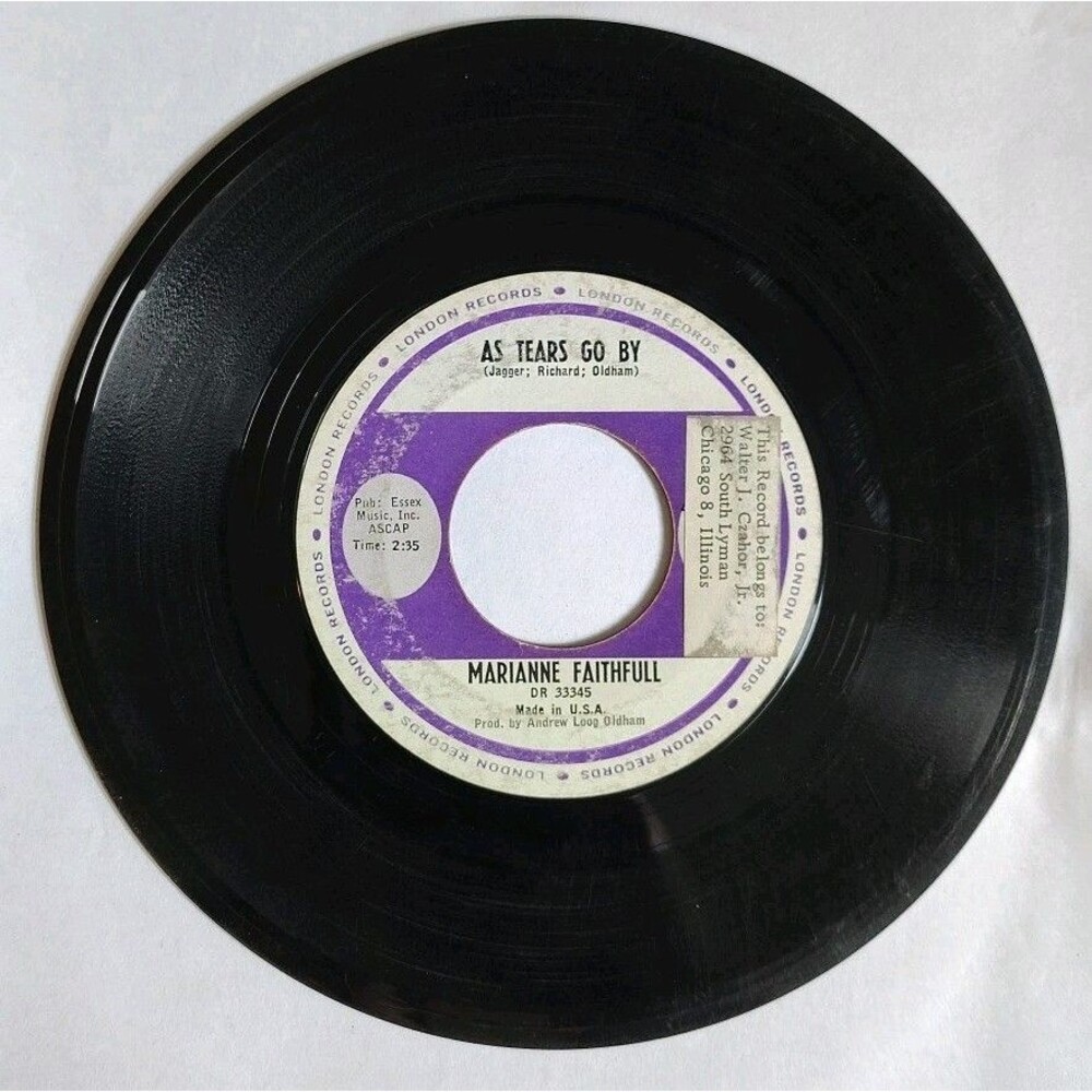 Marianne Faithfull – As Tears Go By/Greensleeves (1964 Vinyl 45) London LON 9697